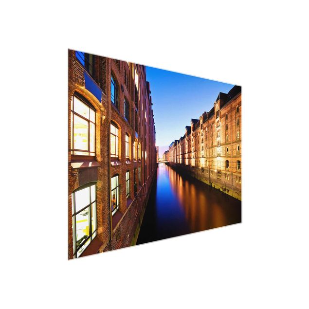 Tableaux en verre architecture & skyline Hambourg, quartier des entrepôts