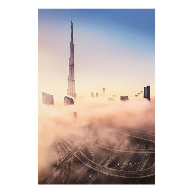 Tableau ville du monde Silhouette urbaine céleste de Dubaï