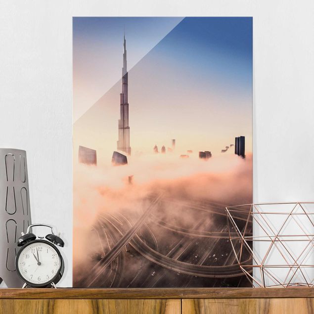 Déco murale cuisine Silhouette urbaine céleste de Dubaï