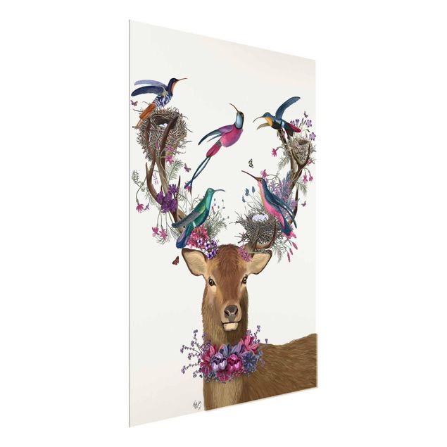Tableau animaux Stag With Pigeons