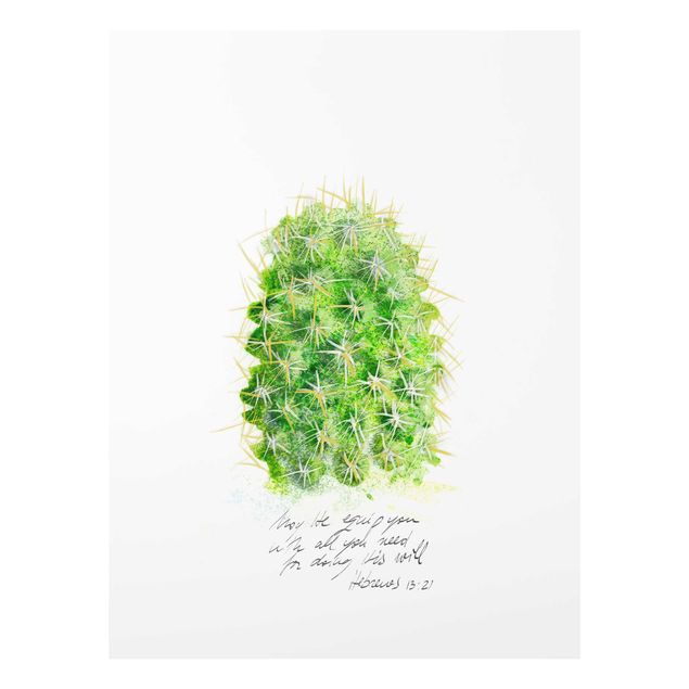Tableau vert Cactus avec verset biblique I