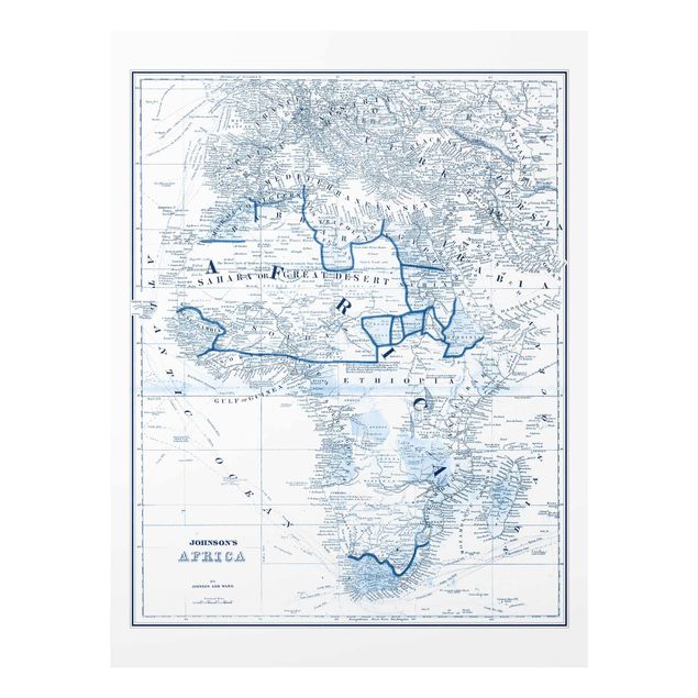 Tableau bleu Carte dans les tons bleus - Afrique