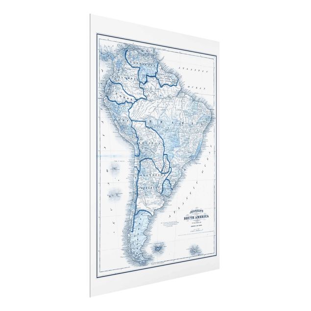 Tableaux carte du monde Carte dans les tons bleus - Amérique du Sud