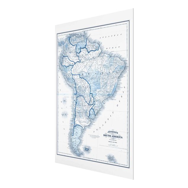 Tableau décoration Carte dans les tons bleus - Amérique du Sud