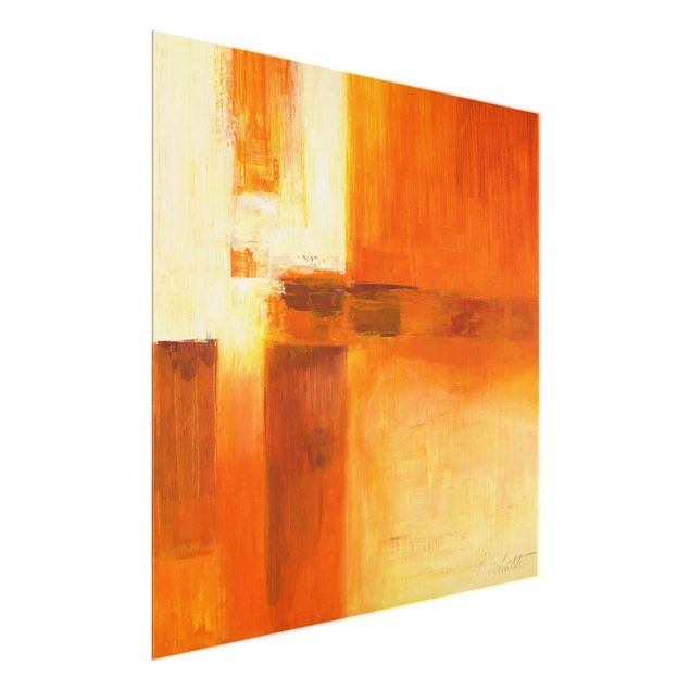 Tableau abstrait Petra Schüßler - Composition en orange et marron 01