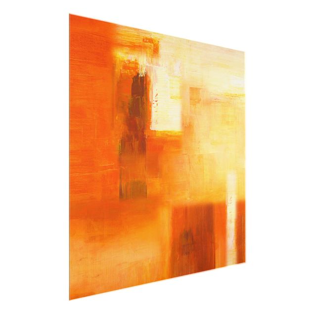 Tableaux abstraits Petra Schüßler - Composition en orange et marron 02