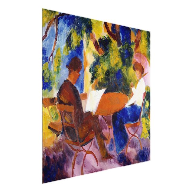 Tableaux en verre abstraits August Macke - Couple à la table du jardin