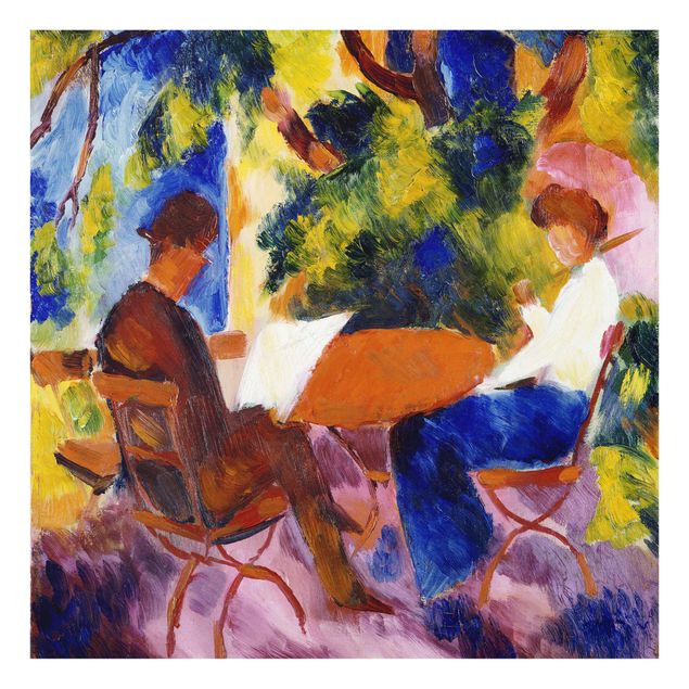 Tableaux modernes August Macke - Couple à la table du jardin