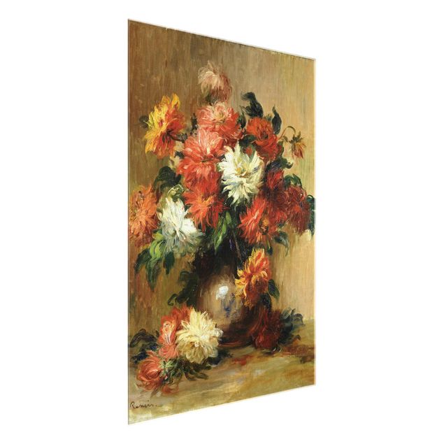 Tableaux en verre fleurs Auguste Renoir - Nature morte avec des dahlias