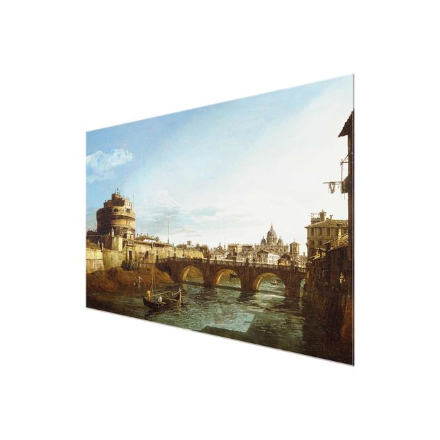 Tableaux en verre architecture & skyline Bernardo Bellotto - Vue de Rome sur les rives du Tibre