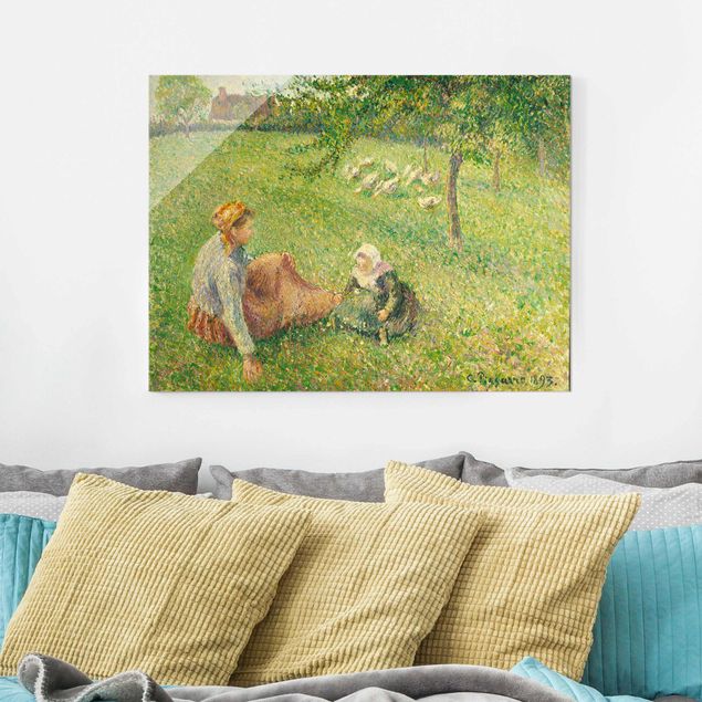 Tableau impressionniste Camille Pissarro - Le pâturage des oies