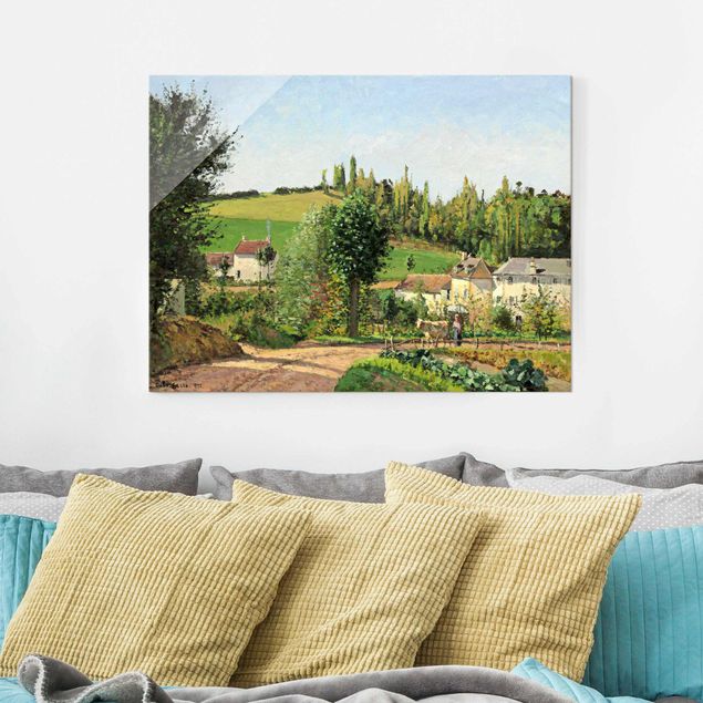 Toile impressionniste Camille Pissarro - Hameau dans les collines surélevées de Pontoise