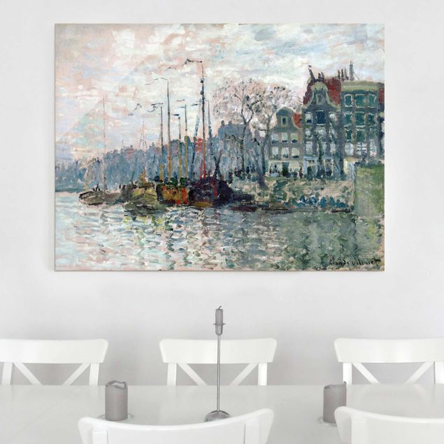 Tableau impressionniste Claude Monet - Vue du Prins Hendrikkade et du Kromme Waal à Amsterdam
