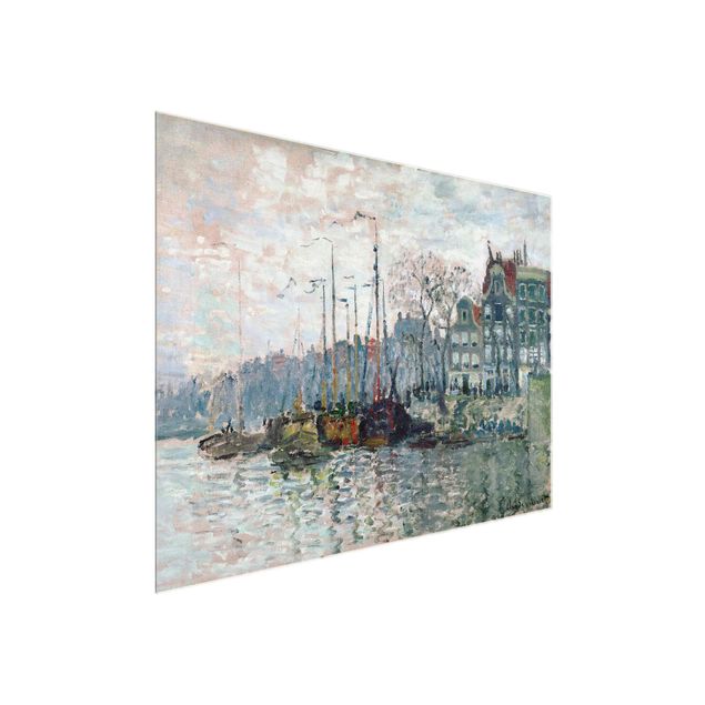 Tableaux en verre architecture & skyline Claude Monet - Vue du Prins Hendrikkade et du Kromme Waal à Amsterdam