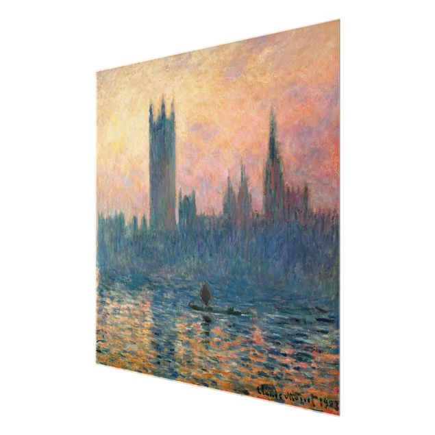 Tableaux en verre coucher de soleil Claude Monet - Coucher de soleil à Londres