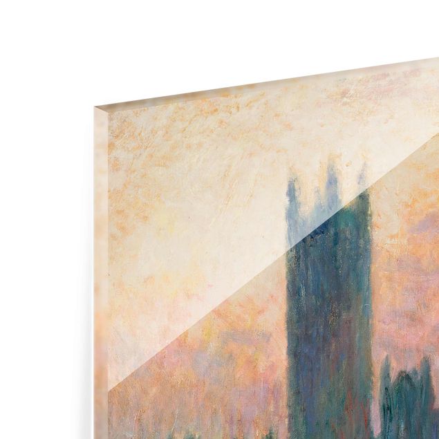 Tableaux en verre architecture & skyline Claude Monet - Coucher de soleil à Londres