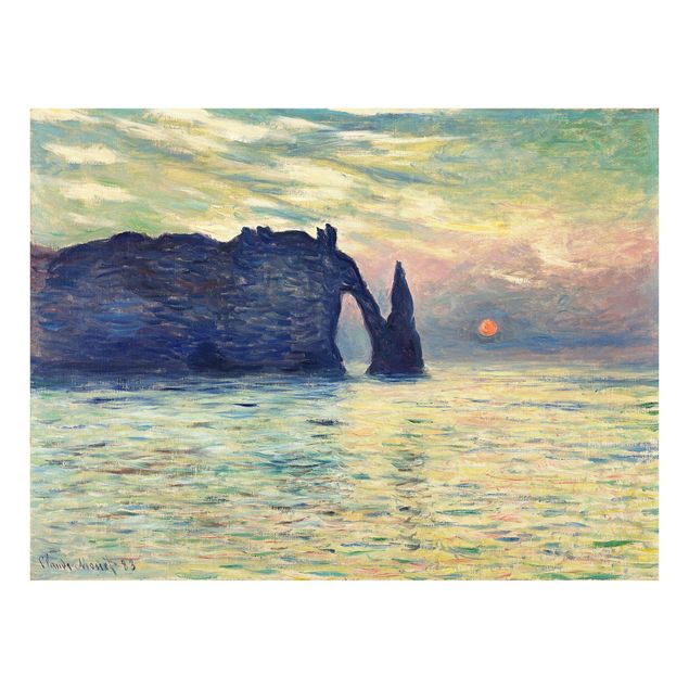 Tableau paysage Claude Monet - La falaise, Étretat, coucher de soleil
