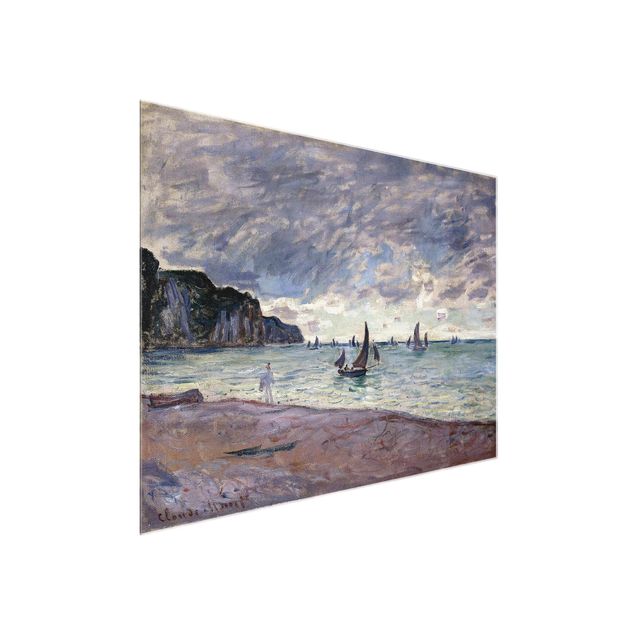 Tableau mer Claude Monet - Bateaux de pêche devant la plage et les falaises de Pourville
