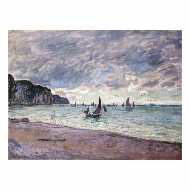 Tableau poissons Claude Monet - Bateaux de pêche devant la plage et les falaises de Pourville