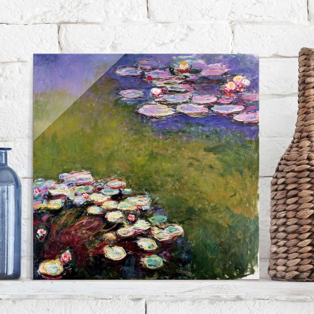 Tableaux en verre roses Claude Monet - Nénuphars