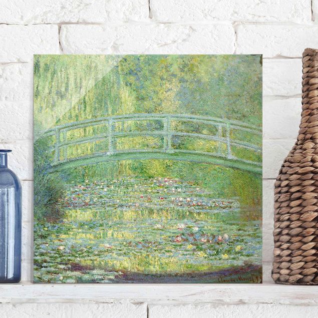 Tableaux en verre roses Claude Monet - Pont japonais