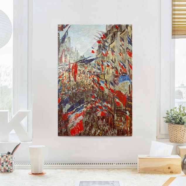 Toile impressionniste Claude Monet - La rue Montorgueil avec des drapeaux