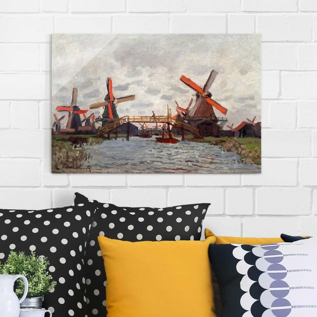 Tableaux Impressionnisme Claude Monet - Moulins à vent à Westzijderveld près de Zaandam