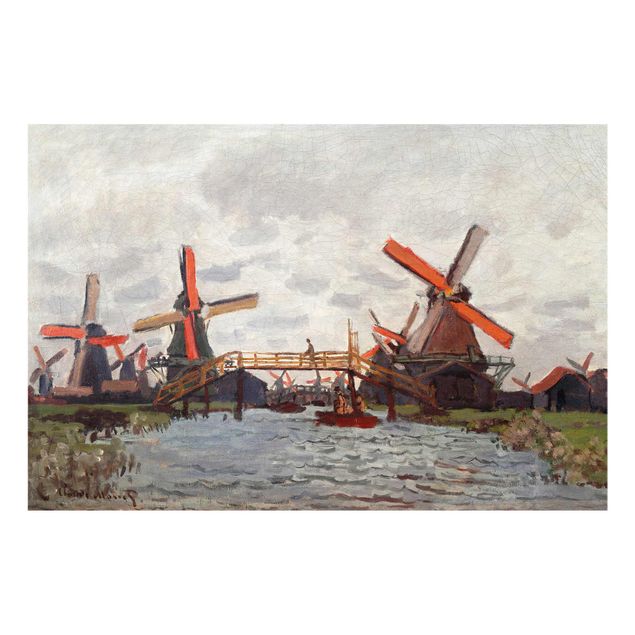 Tableaux modernes Claude Monet - Moulins à vent à Westzijderveld près de Zaandam