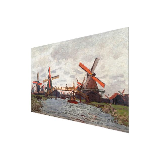 Tableau ville Claude Monet - Moulins à vent à Westzijderveld près de Zaandam