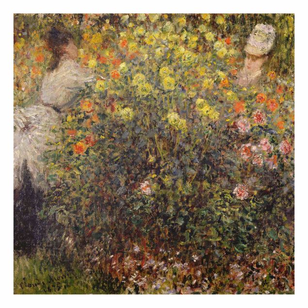 Tableau moderne Claude Monet - Deux dames dans un jardin fleuri