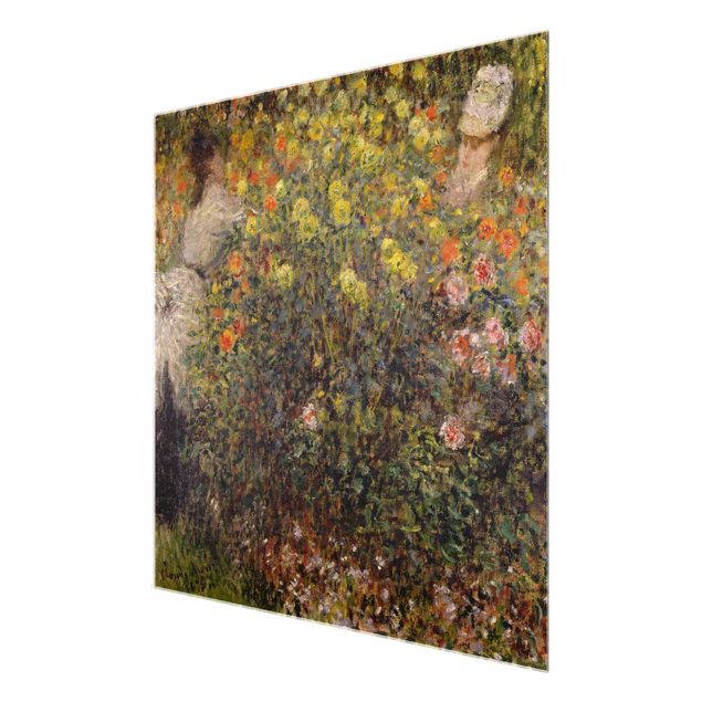 Tableau fleurs Claude Monet - Deux dames dans un jardin fleuri