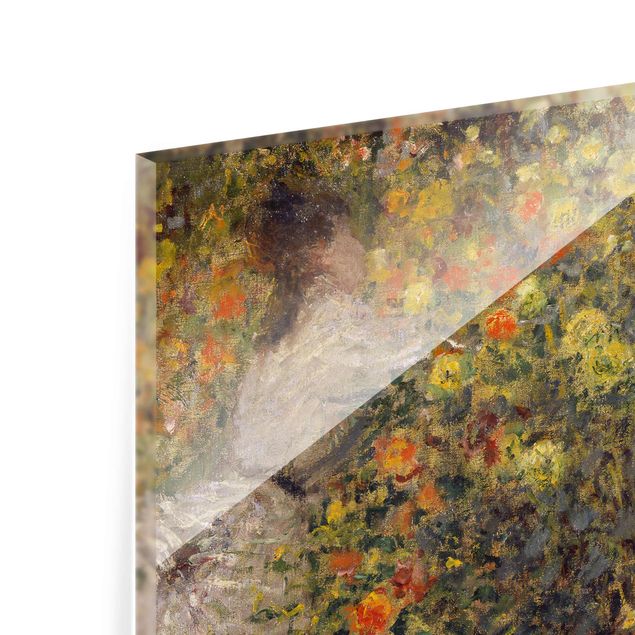 Tableau vert Claude Monet - Deux dames dans un jardin fleuri