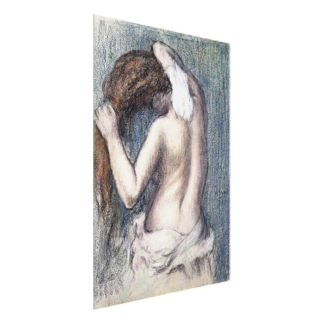 Tableaux en verre nu & érotisme Edgar Degas - Femme s'essuyant