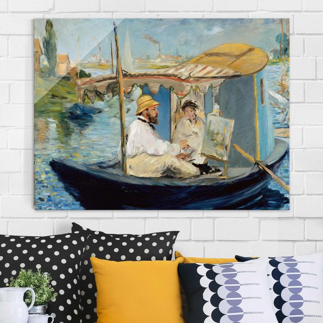 Décorations cuisine Edouard Manet - Claude Monet peignant sur son bateau-atelier