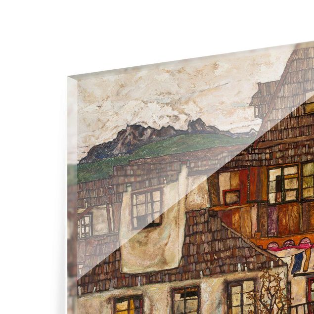 Tableaux muraux Egon Schiele - Maison avec linge en train de sécher