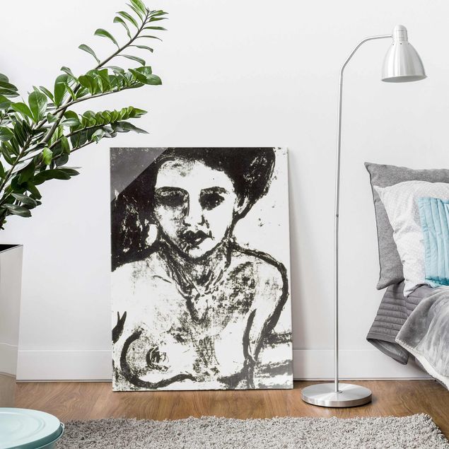 Tableaux en verre noir et blanc Ernst Ludwig Kirchner - L'enfant de l'artiste