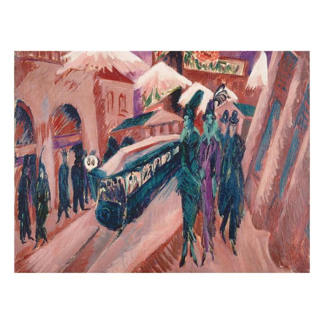 Tableau reproduction Ernst Ludwig Kirchner - Rue Leipziger avec train électrique