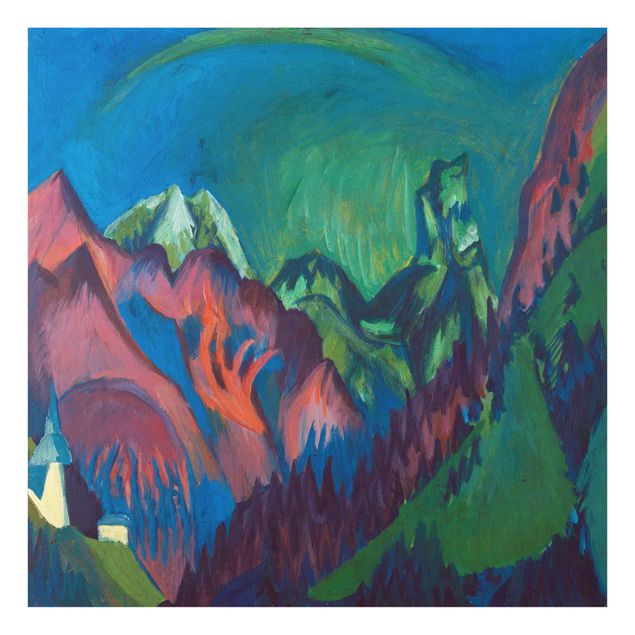 Tableau verre montagne Ernst Ludwig Kirchner - Gorge de trains près de Monstein