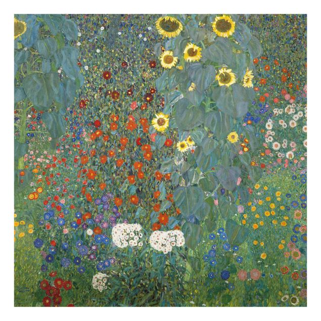 Tableaux en verre fleurs Gustav Klimt - Tournesols de jardin