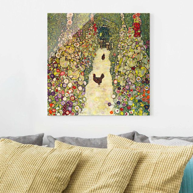 Tableau Art Déco Gustav Klimt - Chemin de jardin avec poules