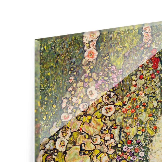 Tableaux jaunes Gustav Klimt - Chemin de jardin avec poules