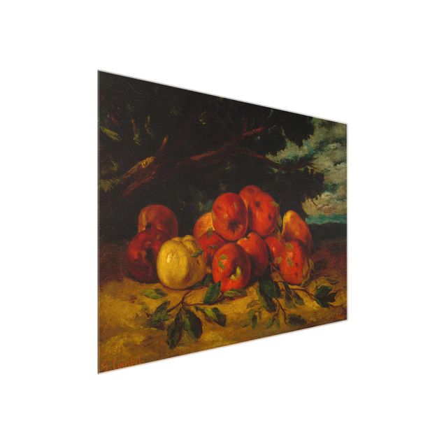 Tableaux nature morte Gustave Courbet - Des pommes rouges au pied d'un arbre