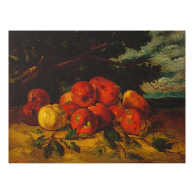 Tableau reproduction Gustave Courbet - Des pommes rouges au pied d'un arbre