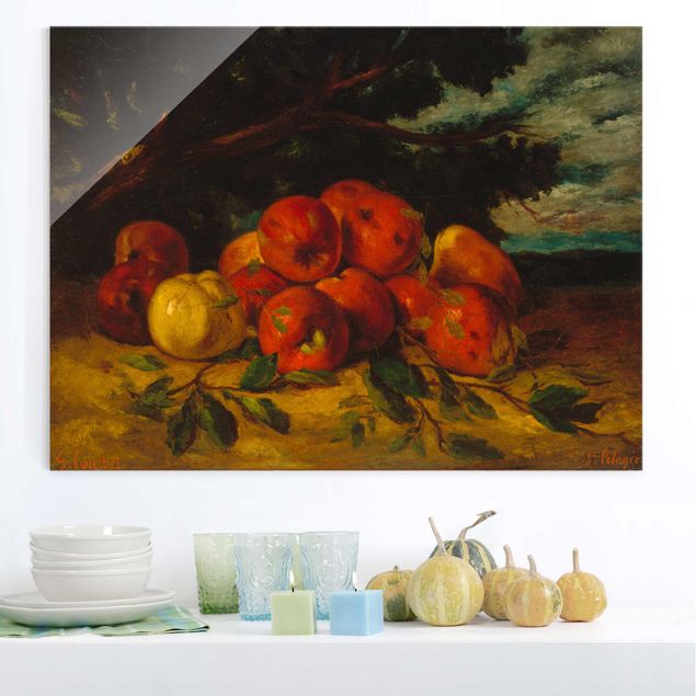 Décorations cuisine Gustave Courbet - Des pommes rouges au pied d'un arbre