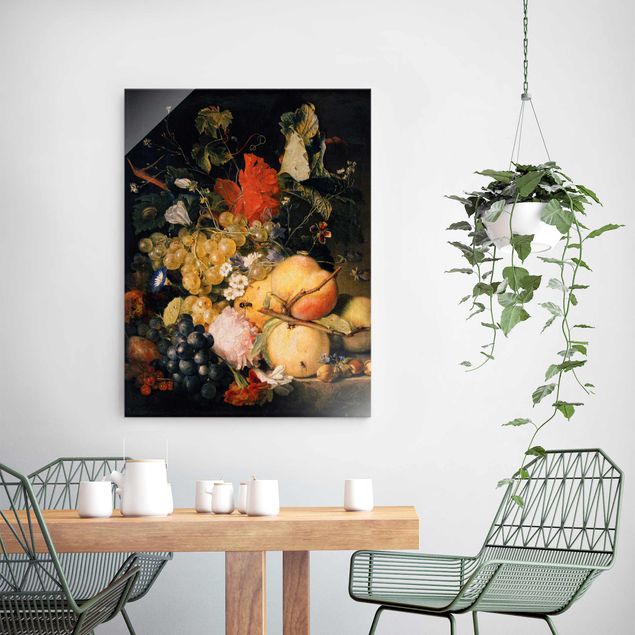 Tableau moderne Jan van Huysum - Fruits, fleurs et insectes