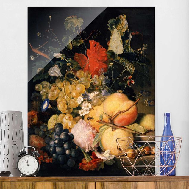 Déco murale cuisine Jan van Huysum - Fruits, fleurs et insectes