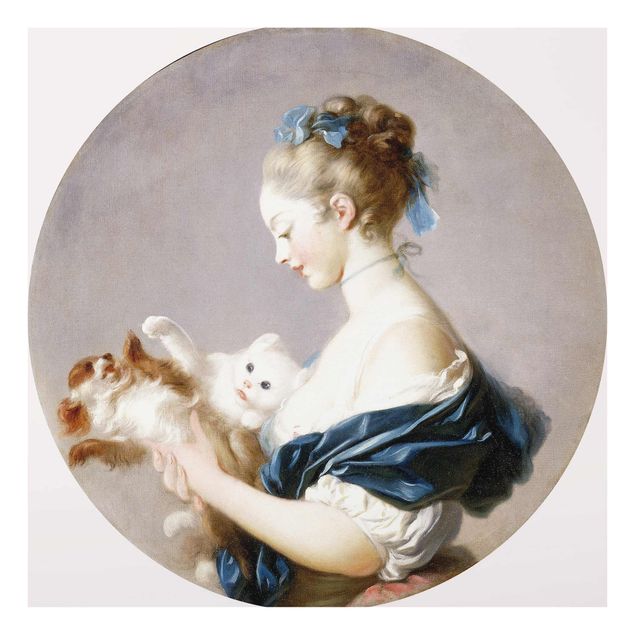 Tableaux moderne Jean Honoré Fragonard - Fille jouant avec un chien et un chat