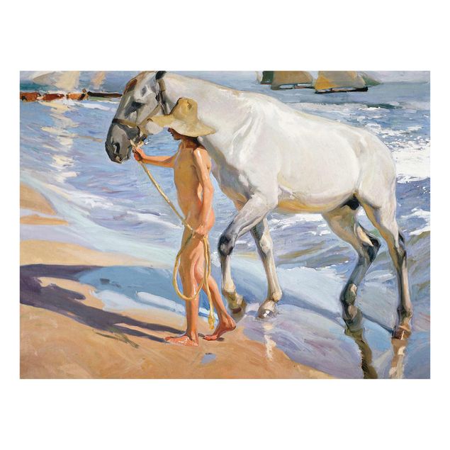 Tableaux plage Joaquin Sorolla - Le bain du cheval
