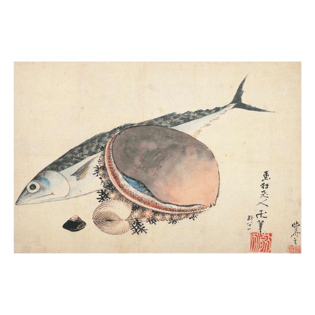 Tableaux reproductions Katsushika Hokusai - Maquereau et coquillages