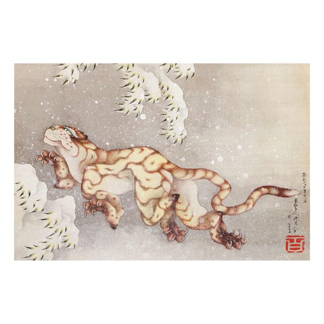 Cadre animaux Katsushika Hokusai - Tigre dans une tempête de neige